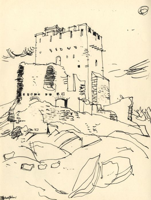 Paul Sharp - Mid 20th Century Pen and Ink Drawing, Castles
