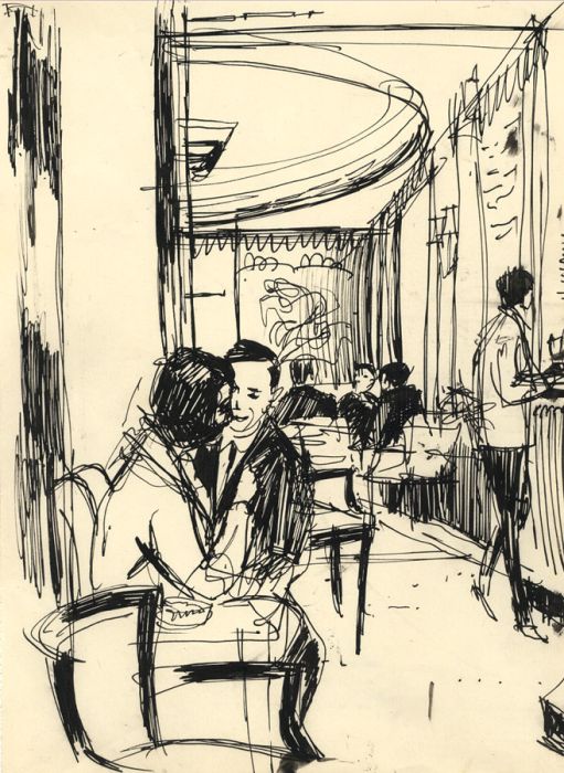 Paul Sharp - Mid 20th Century Pen and Ink Drawing, Bar