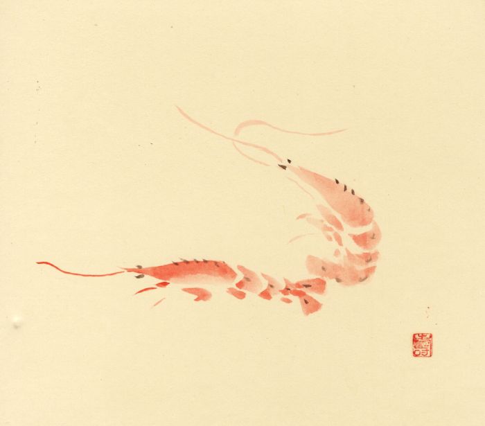 Mid 20th Century Japanese Woodblock - Shrimp