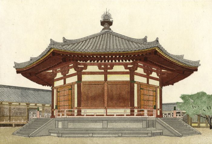 Mid 20th Century Japanese Woodblock - Yumedono