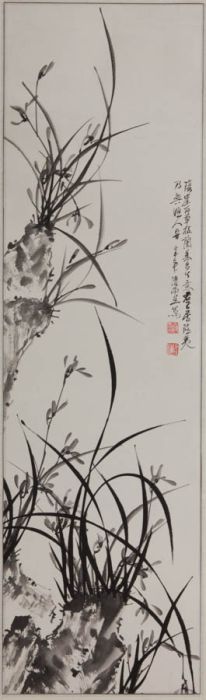 Large 20th Century Lithograph - Flowers on Cliff Edge