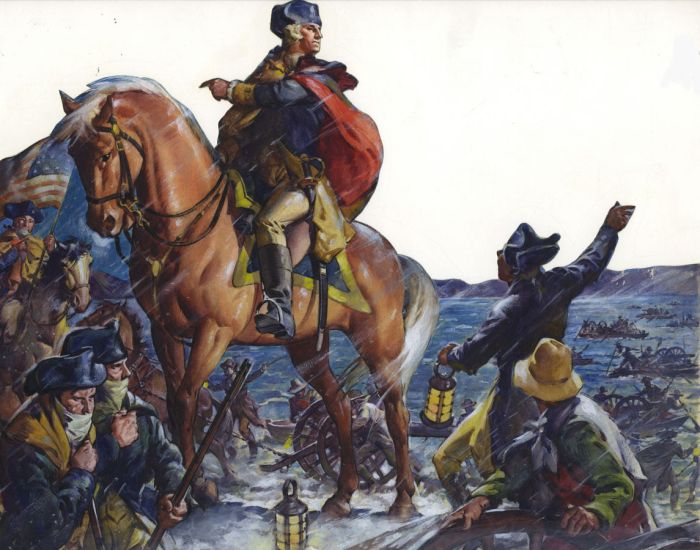 Original Mid 20th Century Gouache - George Washington Crossing the Delaware