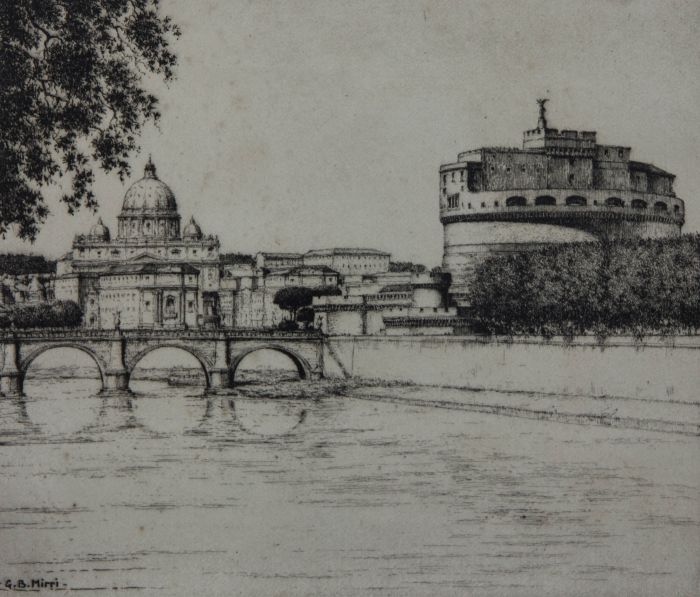 G. B. Mirri - Limited Edition 1965 Etching, Roma, Castel S. Angelo, S. Pietro