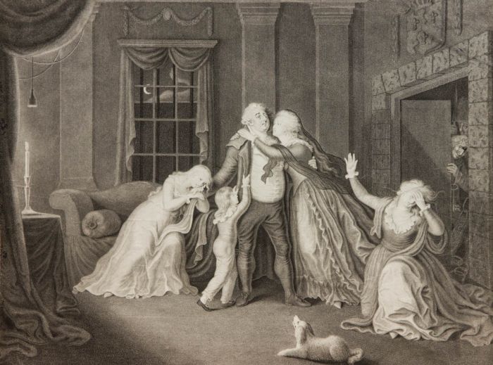 W. Hincke - Large 19th Century Engraving, Dramatic Domestic Scene