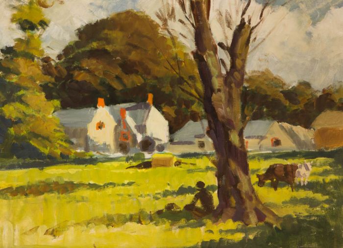 Harry Riley R.I. - Early 20th Century Oil, Landscape with Figure under Tree