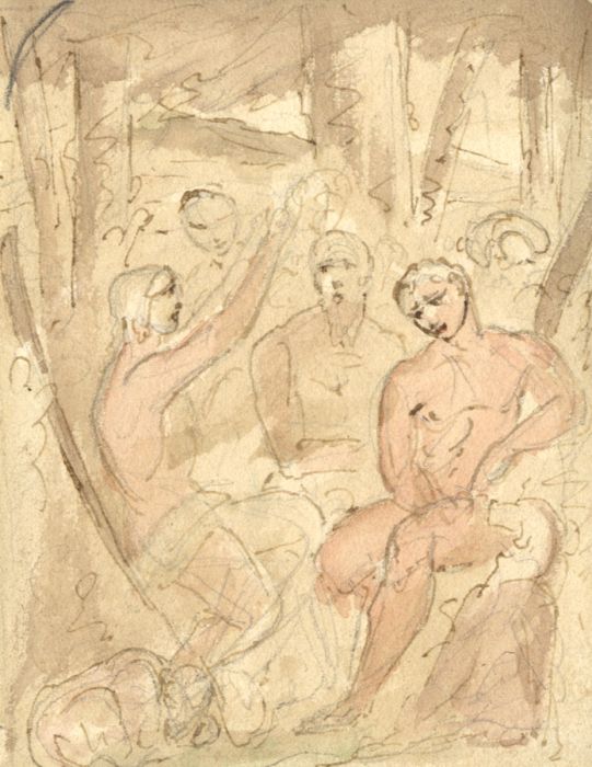 20th Century Pen and Ink Drawing - Classical Scene