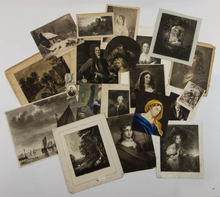 19th Century - Set of 20 Mezzotints - Portraits and Landscapes