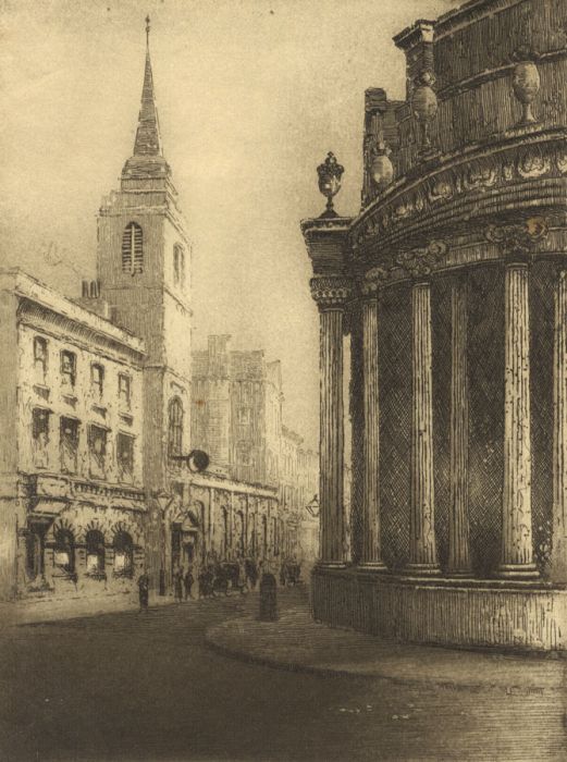 19th Century Etching - Bank of England, London