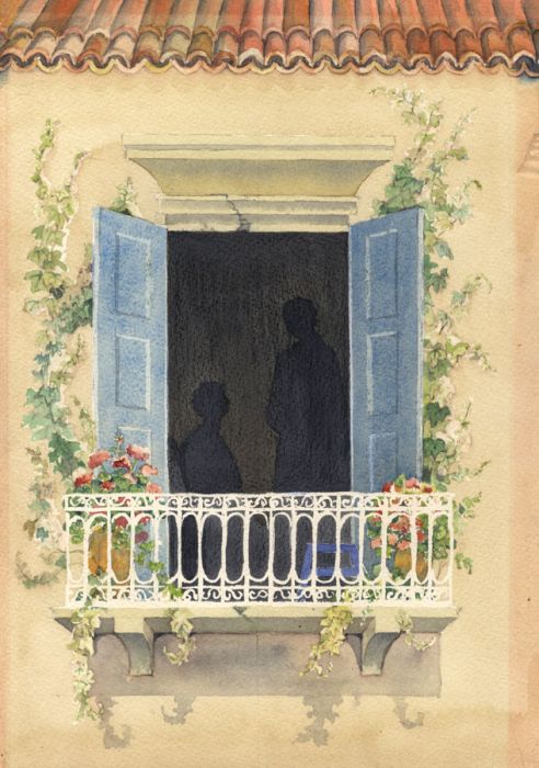 Gwyneth Browne - Mid 20th Century Watercolour, Venetian Balcony - Rethymnon