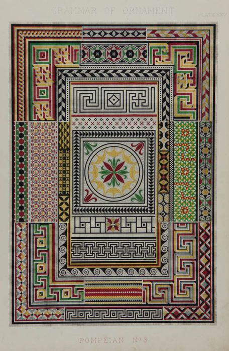 19th Century Lithograph - Grammar of Ornament - Pompeian