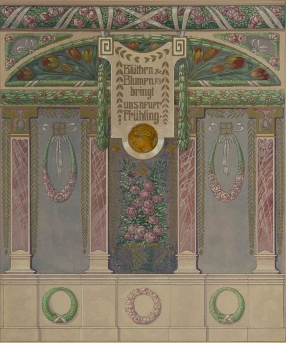 Anton Seder - 1903 Lithograph, Art Nouveau Architectural Pattern