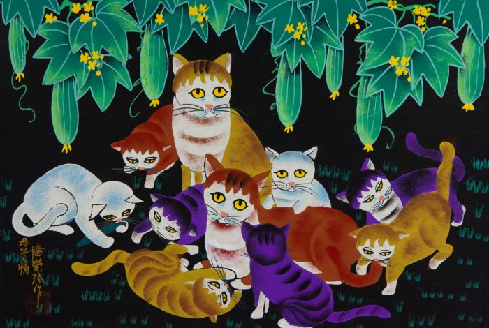 Pan XiaoLing, Chinese Contemporary Mixed Media - Cats Under a Tree