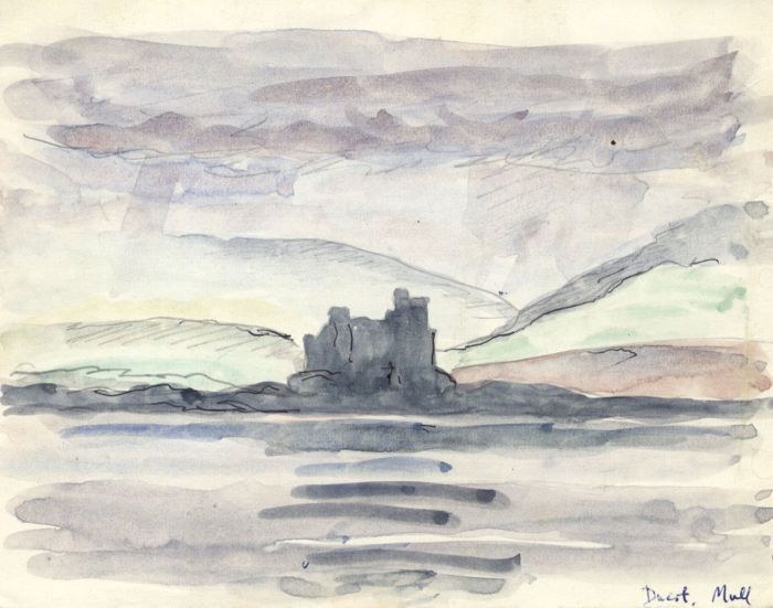 1963 Watercolour - Castle on Distant Island