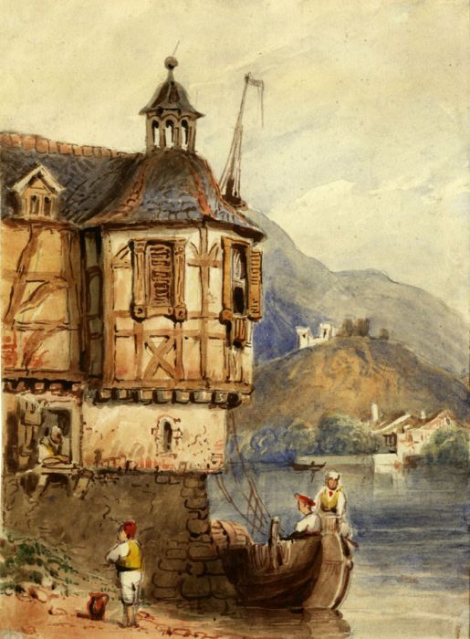 19th Century Watercolour - Niederlahnstein on the Rhine