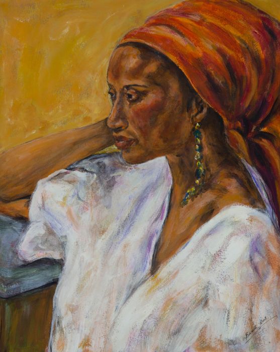 Bernice - 2003 Gouache, Woman in Headscarf