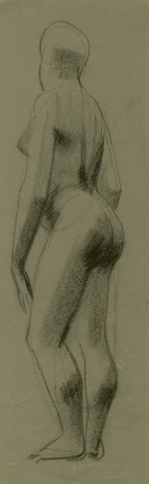 David A. Weeks - Mid 20th Century Charcoal Drawing, Standing Nude