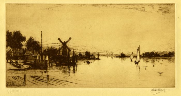 John Fullwood F.S.A., R.S.A. - Early 20th Century Etching, Breydon Broad