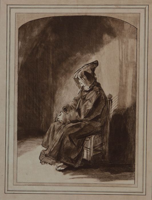William Wynne Ryland - Excellent 1763 Etching, Robed Monk