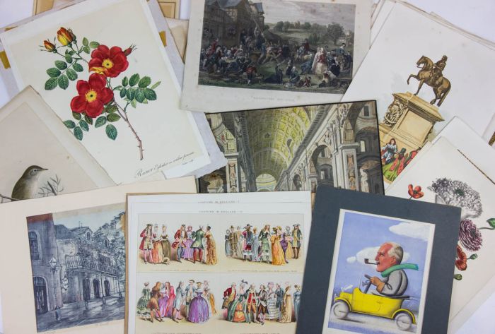 Batch of Approx. 50 Lithographs - Church Interiors, Floral Studies and More