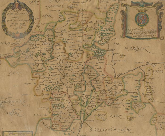 Richard Blome - 1677 Engraving, Map of Worcestershire