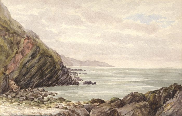 M.S. Russell - 1900 Watercolour, Heddon's Mouth, North Devon