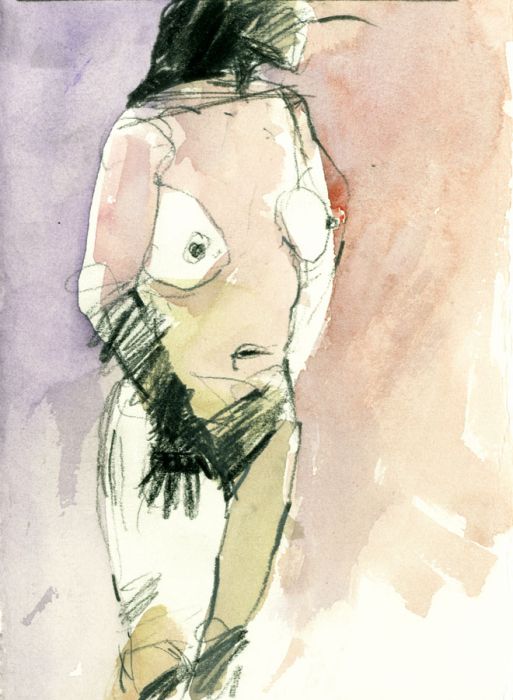 Richard J.S. Young - Contemporary Watercolour, Nude Woman