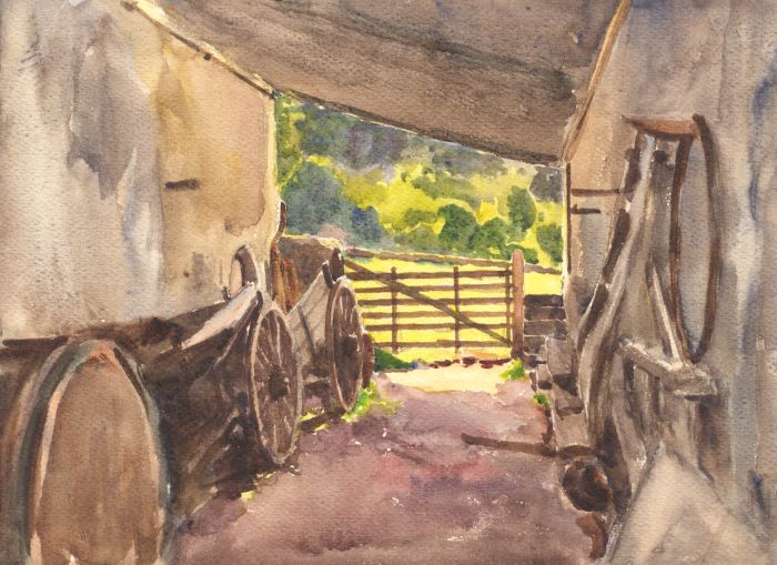 Alexander Brantingham Simpson RI - 1928 Watercolour, Barn Interior