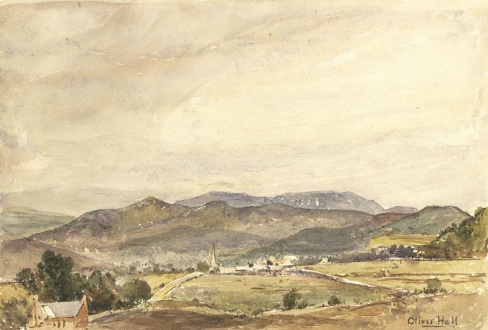 Oliver Hall RA RWS RE - Mid 20th Century Watercolour, Ballater and the Mountains