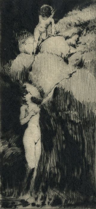 Alexander Brantingham Simpson RI - Early 20th Century Etching, Cherub and Nude