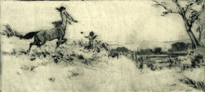 Alexander Brantingham Simpson RI - Early 20th Century Etching, Centaur & Cherub