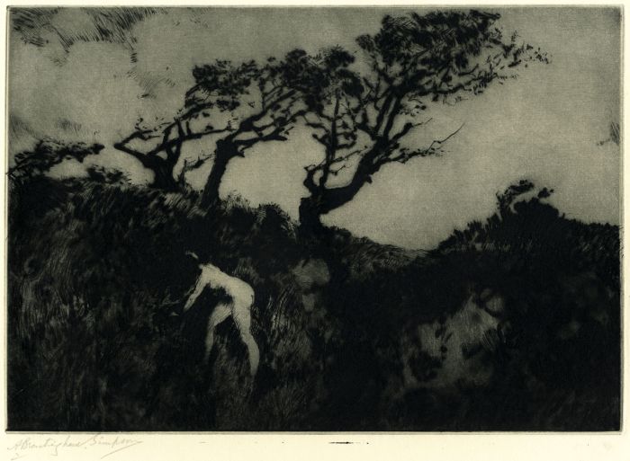 Alexander Brantingham Simpson RI - Early 20th Century Etching, Nude on Moor