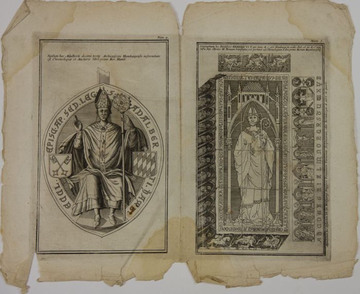 German School 18th Century Engraving - Six Tombstones