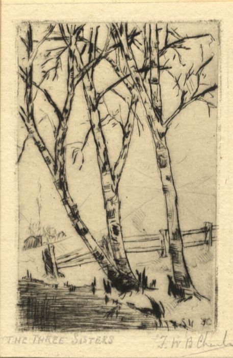 J.W.B. Charles - Mid 20th Century Etching, The Three Sisters