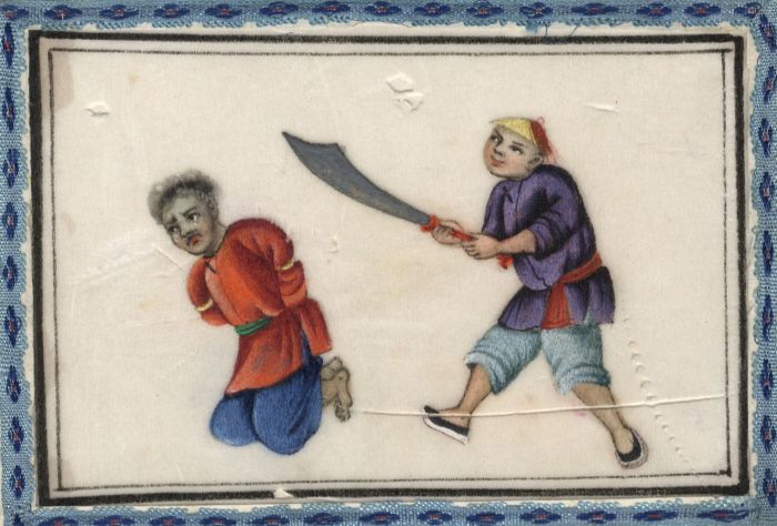 Chinese 19th Century Gouache on Pith Paper - Execution Scene