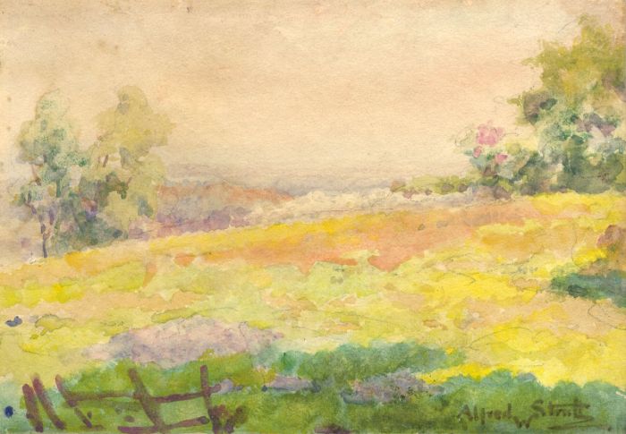 Alfred William Strutt RCA - Early 20th Century Watercolour, Meadow Scene