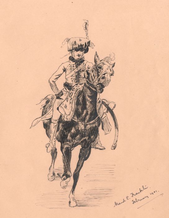 Early 20th Century Pen and Ink Drawing - Horseman