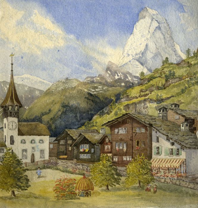 E.H. Lawson - Late 19th Century Watercolour, Les Matt Village