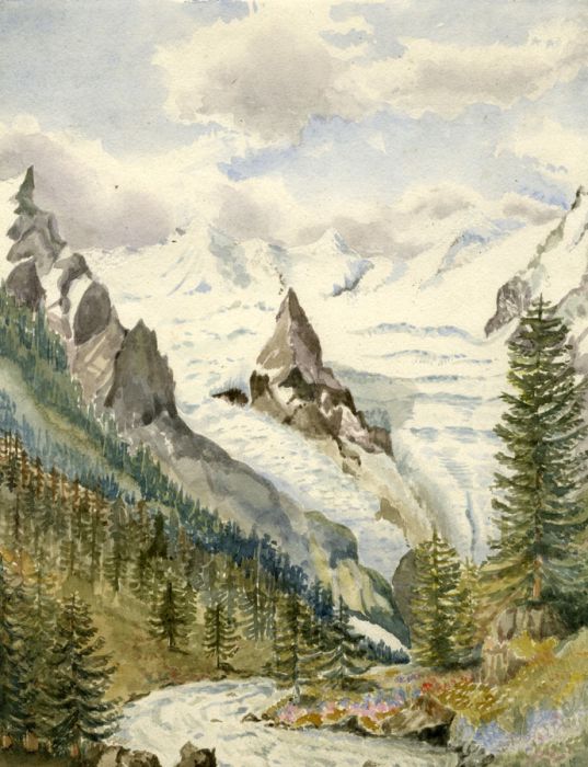 E.H. Lawson - Late 19th Century Watercolour, Mountain Landscape