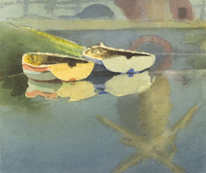 C.A. Hannaford RBA - Mid 20th Century Watercolour, Moored Boats