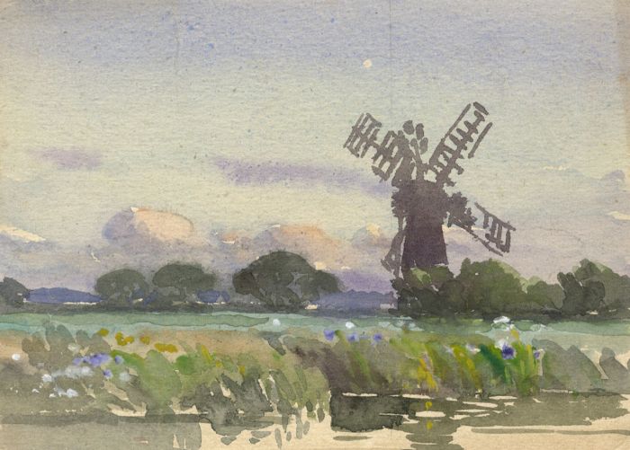 C.A. Hannaford RBA - Mid 20th Century Watercolour, Windmill Scene