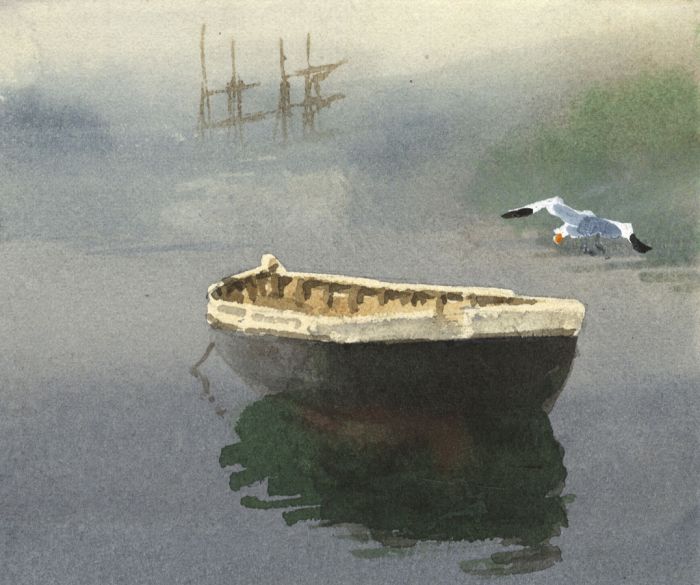 C.A. Hannaford RBA - Mid 20th Century Watercolour, Boat with Gull