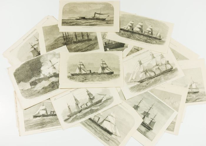 Illustrated London News - Set of 23 Late 19th Century Wood Engravings, Ships