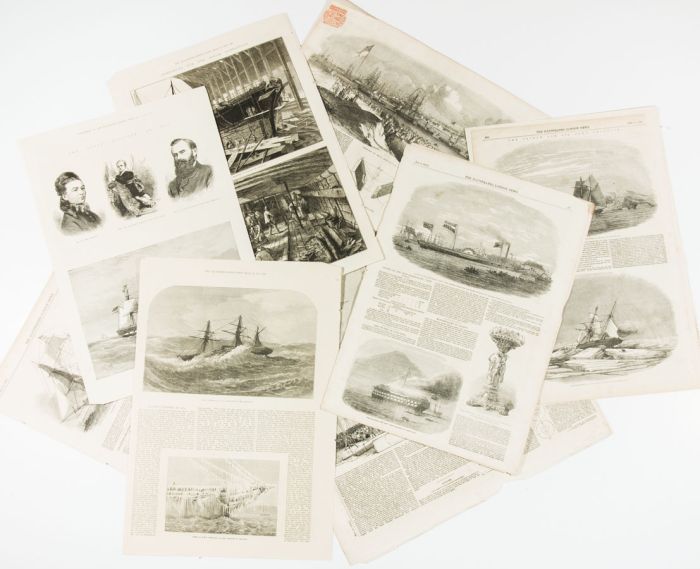 Illustrated London News - Set of 15 Late 19th Century Wood Engravings, Ships