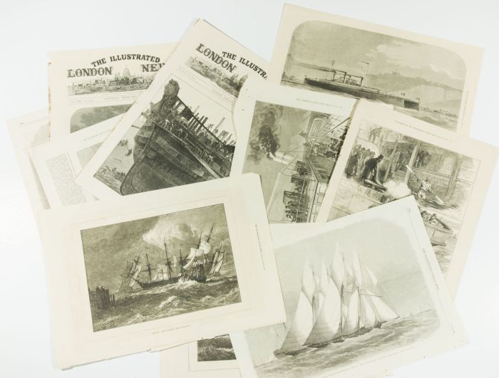 Illustrated London News - Set of 10 Late 19th Century Wood Engravings, Ships