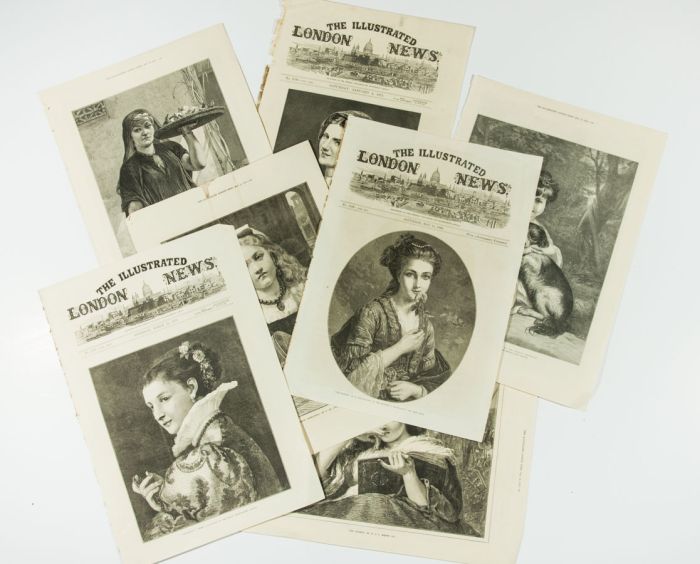Illustrated London News - 7 Late 19th Century Wood Engravings, Female Portraits