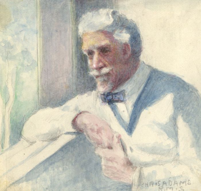 Chris Adams RMS - Mid 20th Century Watercolour, Man Gazing Out of a Window