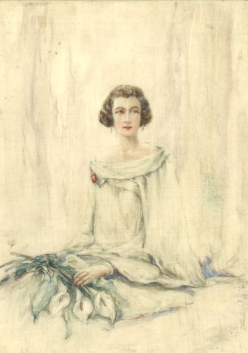Chris Adams RMS - Mid 20th Century Watercolour, Woman with Lilies
