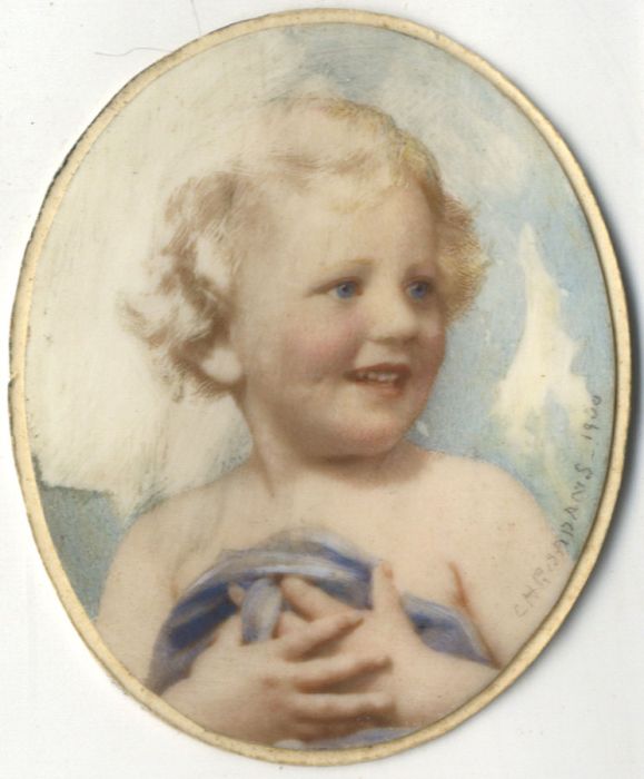 Chris Adams RMS - 1930 Watercolour, Portrait of a Child