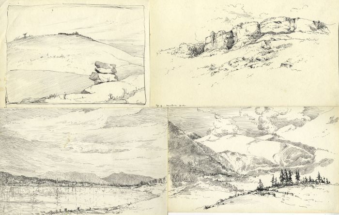 Marcus Adams - Set of Four Mid 20th Century Pen and Ink Drawings, Landscapes