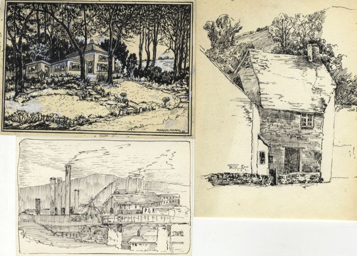 Marcus Adams - Set of Three Mid 20th Century Pen and Ink Drawings, Houses